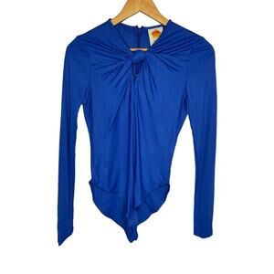 Farm Rio Bright Blue Long Sleeve Bodysuit size S NWT